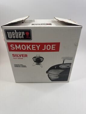 Weber 14.5 inch Smokey Joe Silver Portable Charcoal Grill Outdoor BBQ Open Box